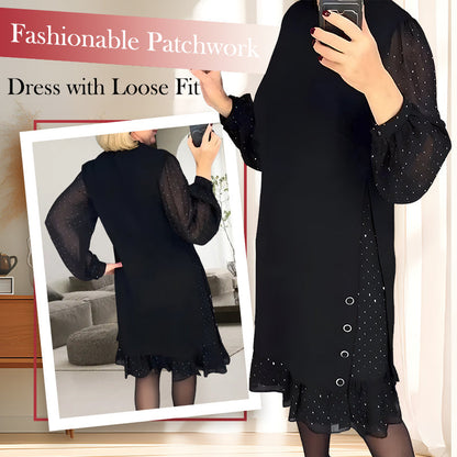 【M-3XL】💃Módní dámské patchworkové šaty volného střihu