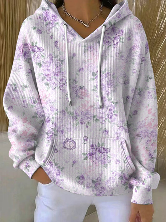 Dámské elegantní fialová květinová mikina