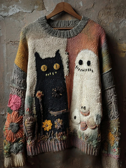 Ženy vintage zvířecí tisk pohodlí příležitostný svetr