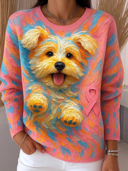 Dámské umělecké zvířecí tisk comfort knit krátké rukávy top