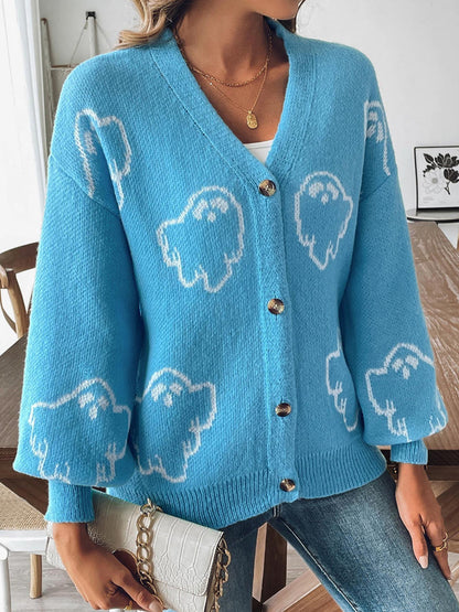 Dámské vintage halloween duch vneck pletené vesty1