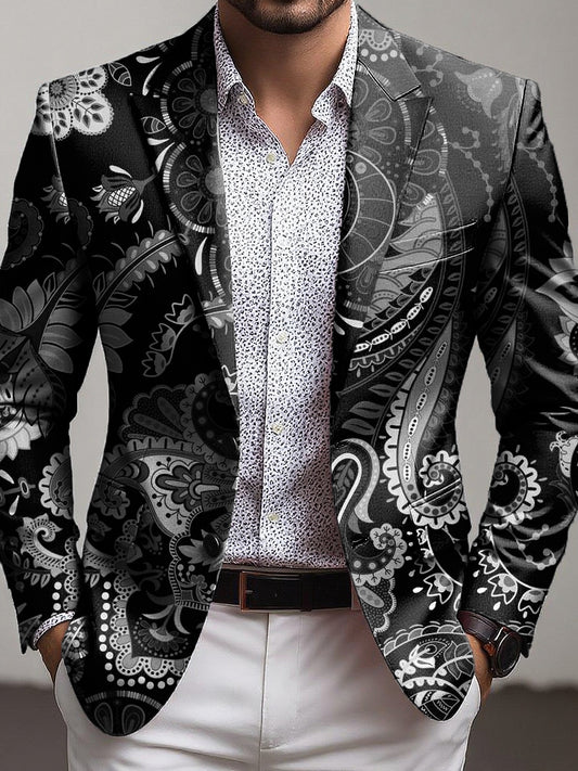 Men vintage paisley business casual blazer