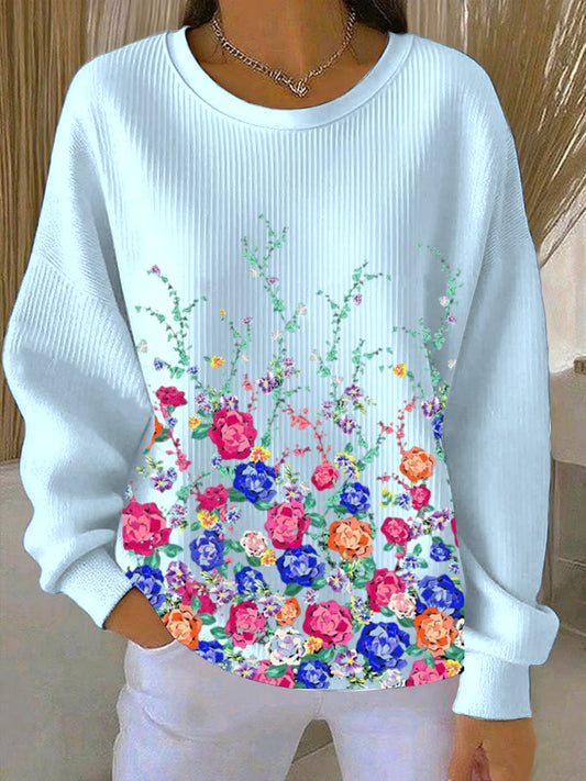 Ženské vibrant vícebarevné květinové potisk sweatshirt