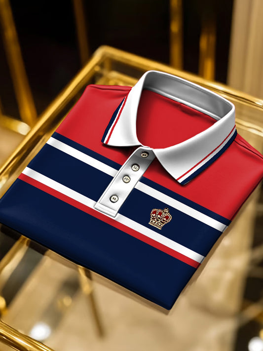 Pánské červené a modré barvy vintage polo košile