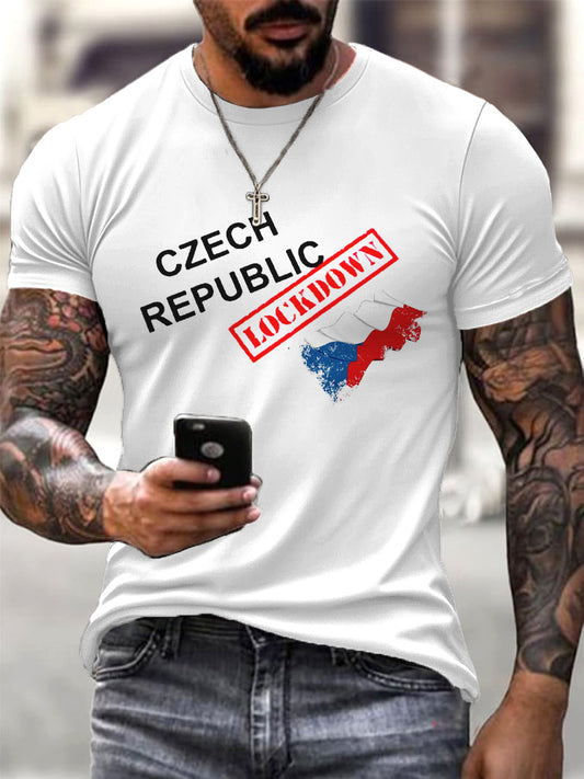 Pánské kreativní tshirt s bílou českou vlajkou