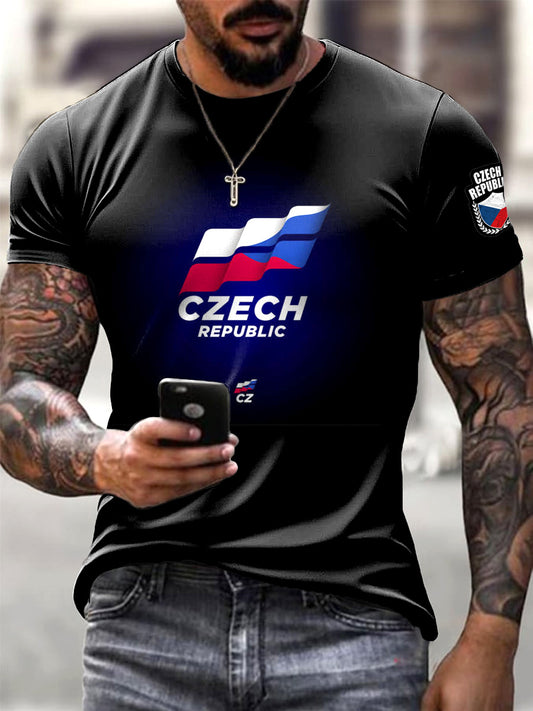 Pánské minimalistické tshirt s českou vlajkou