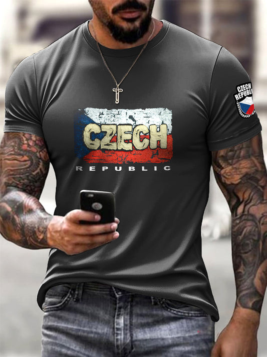 Pánské hravé české vlajky šedé tričko