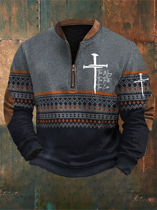 Pánské vintage art faith casual sweatshirt
