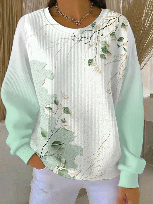 Dámské čerstvé zelené listy vytisknout dvoutónovou mikinu