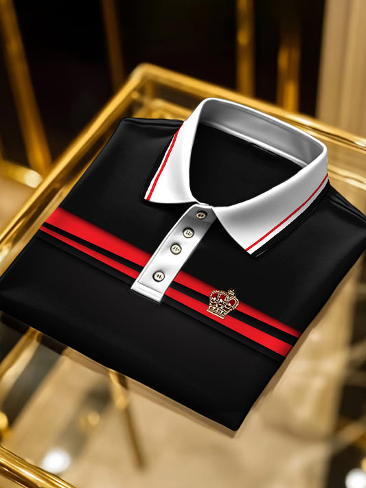 Men black and red vintage polo shirt