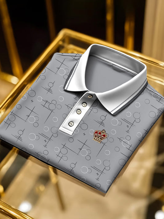 Pánské šedé vzor business polo košile