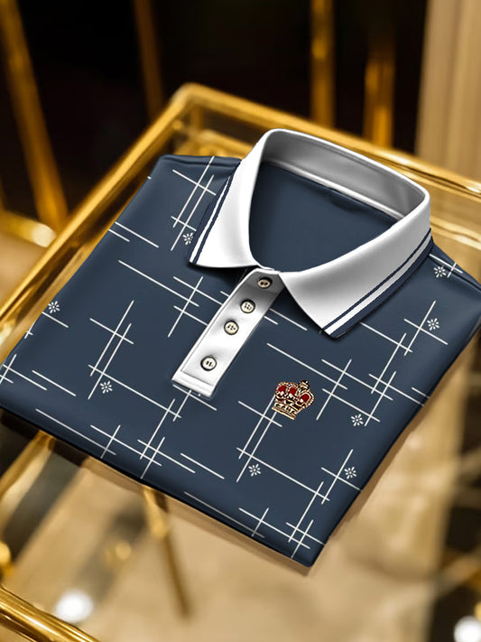 Pánské navy blue vzor business polo košile