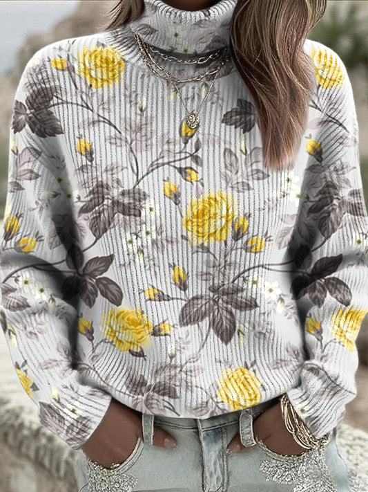 Dámské světlé šedé žluté růže kolečko jumper