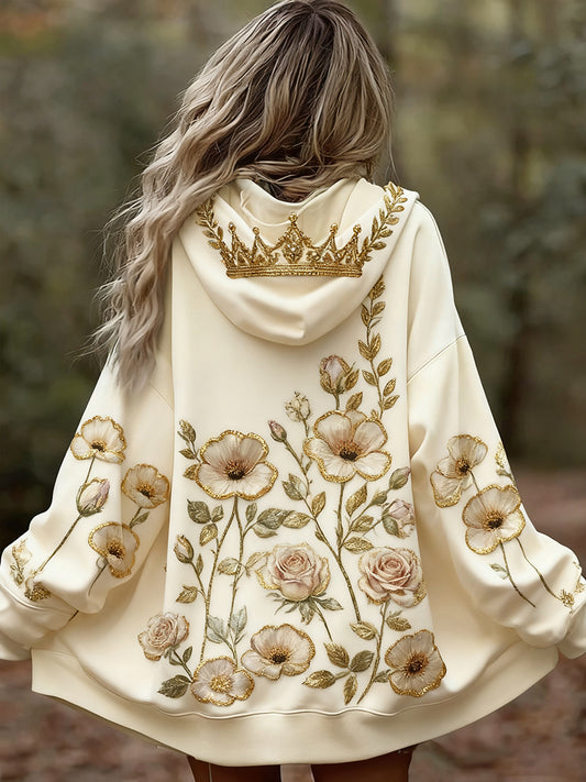 Dámské vintage květinové patchwork art print pohodlné příležitostné mikina