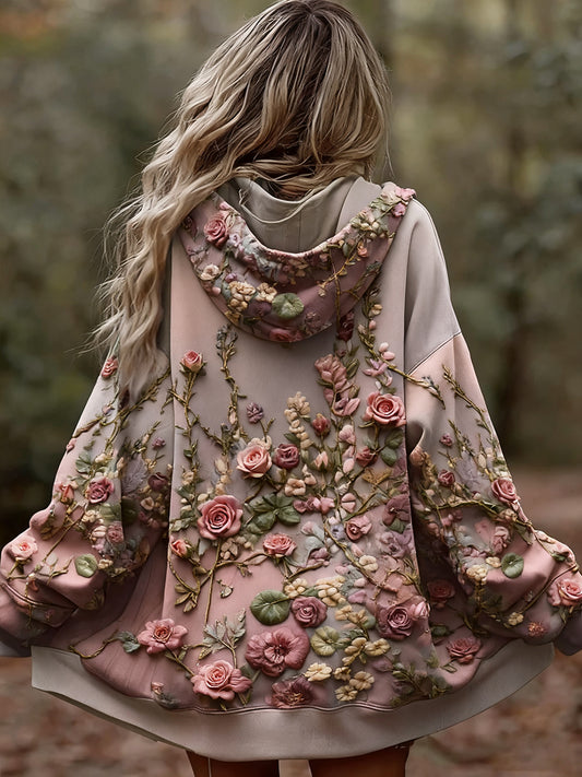 Dámské vintage květinové patchwork art print pohodlné příležitostné mikina