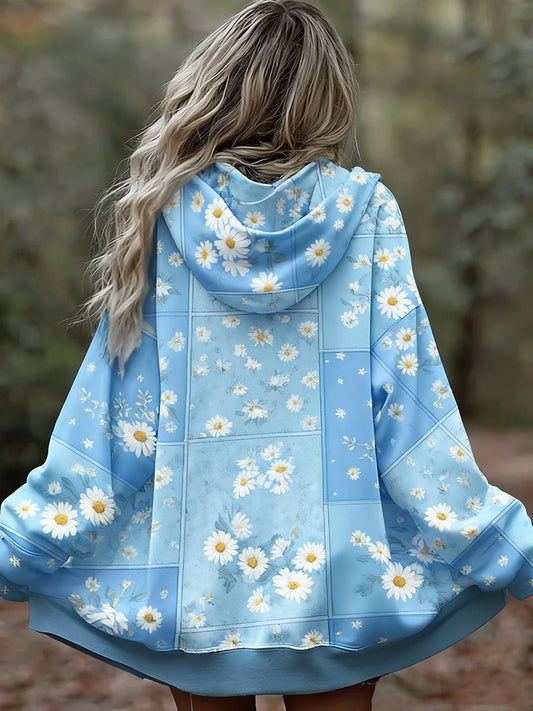 Dámské vintage květinové patchwork art print pohodlné příležitostné mikina