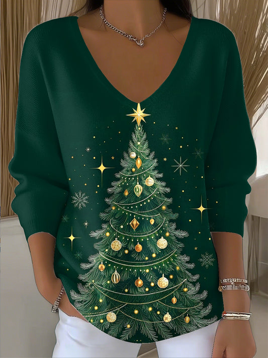 Dámské vánoční stromeček umění vneck top