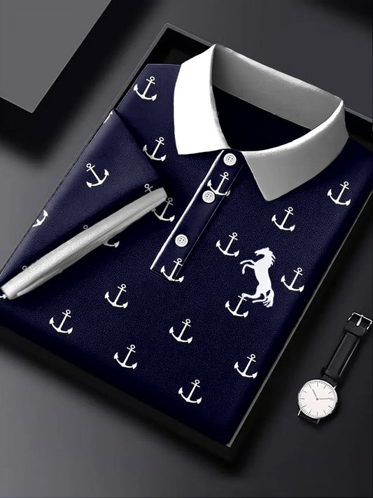 Pánské vintage námořní loď kotva umění business polo košile