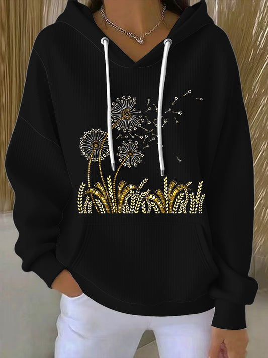 Dámské delikátní zlaté púpava černá mikina