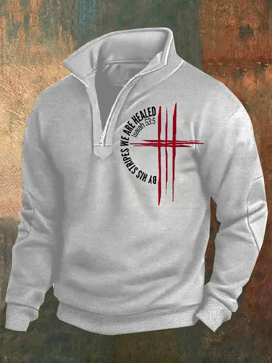 Retro faith print casual polo shirt