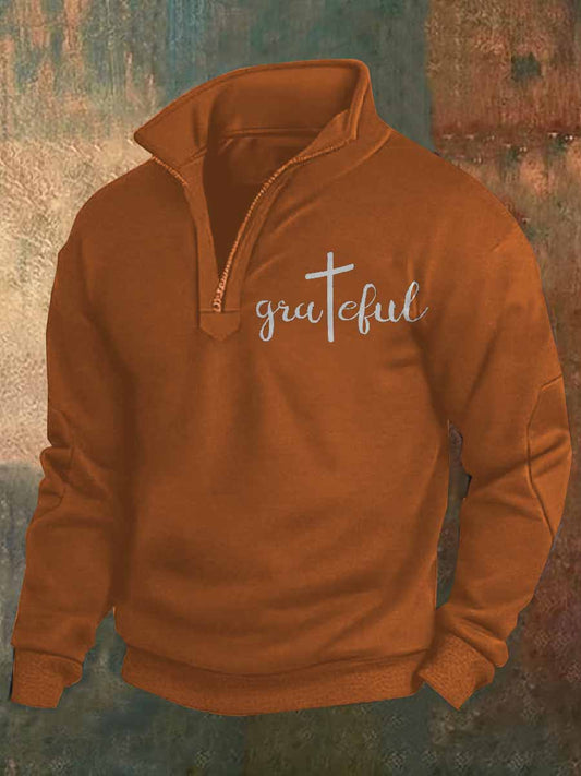 Retro faith print casual polo shirt