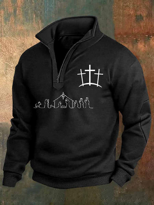 Retro faith print casual polo shirt