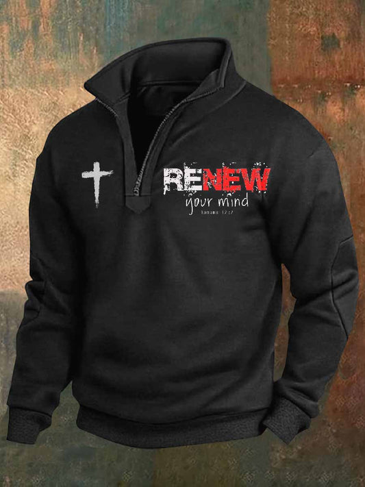 Retro faith print casual polo shirt