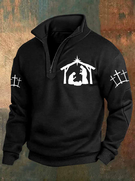 Retro faith print casual polo shirt