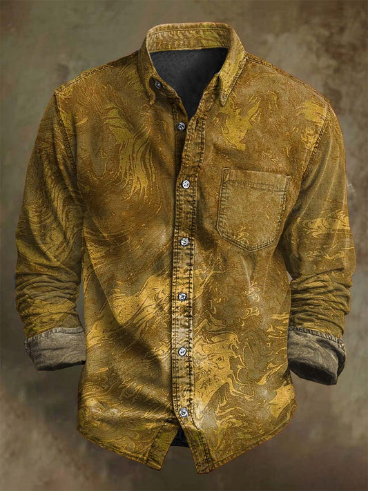 Retro abstraktní textury tištěné casual s dlouhými rukávy