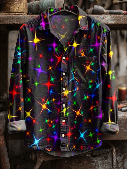 Retro hvězda tisk neformální tričko s dlouhým rukávem