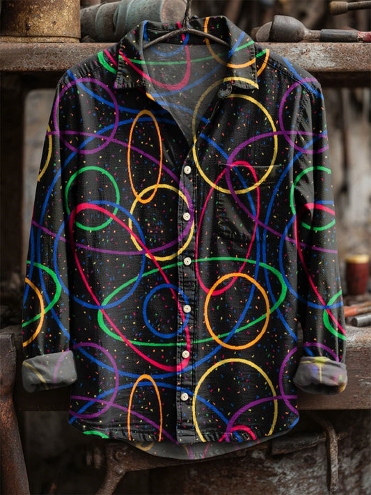 Retro tisk neformální tričko s dlouhým rukávem