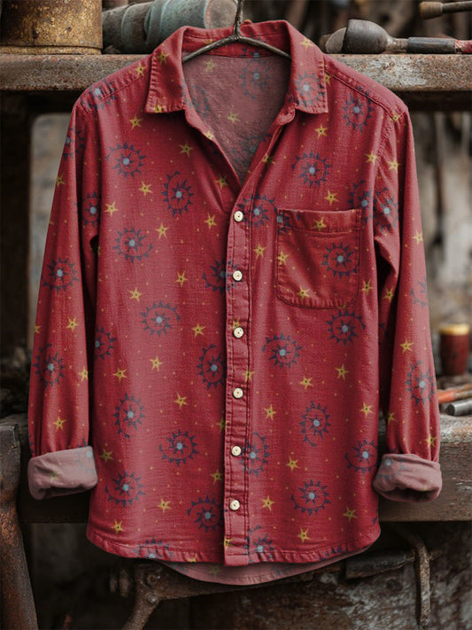 Retro hvězda tisk neformální tričko s dlouhým rukávem