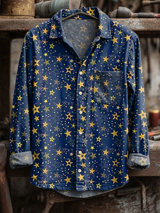 Retro hvězda tisk neformální tričko s dlouhým rukávem