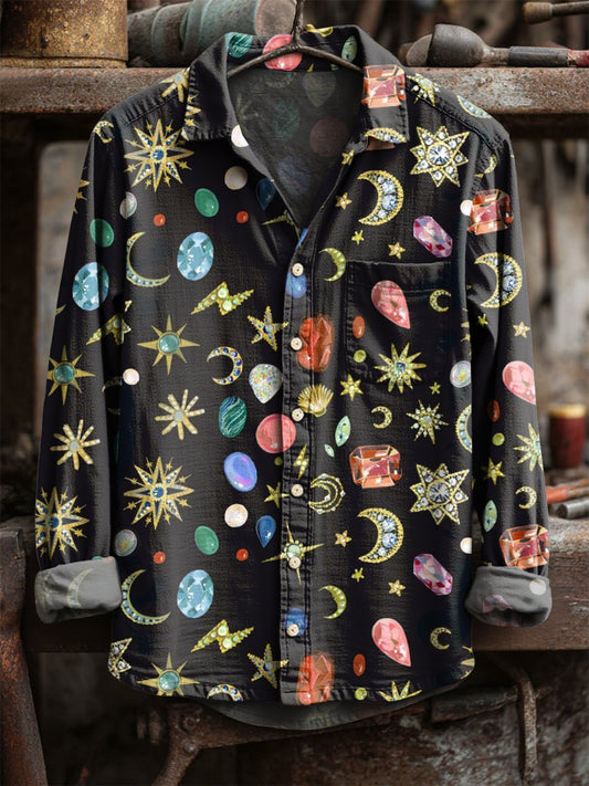 Retro hvězda tisk neformální tričko s dlouhým rukávem