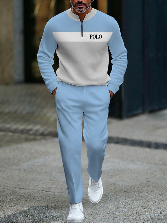 Pánské vintage minimalistický polo dlouhé kalhoty dvoudílná sada