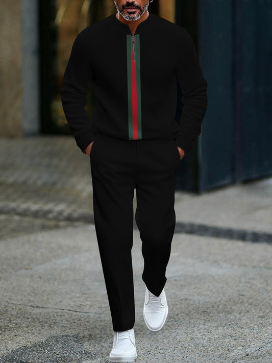 Pánské vintage minimalistický polo dlouhé kalhoty dvoudílná sada