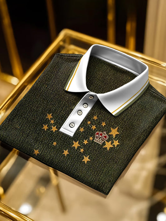 Pánské tmavě zelené hvězdné business polo košile