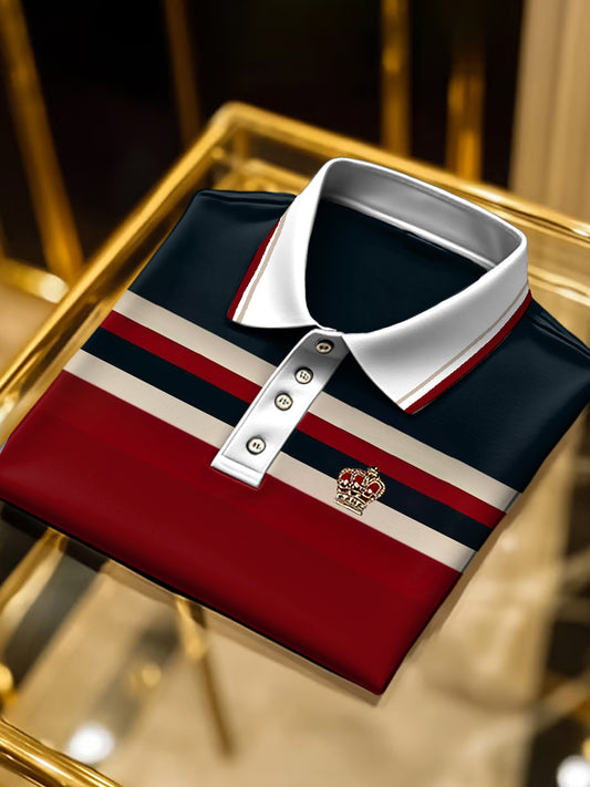 Pánské vintage minimalistický pruhovaný pólo