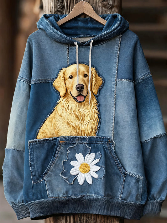 Unisex animal art print casual vintage hoodie