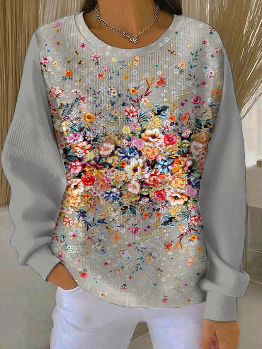 Ženské vibrant vícebarevné květinové potisk sweatshirt