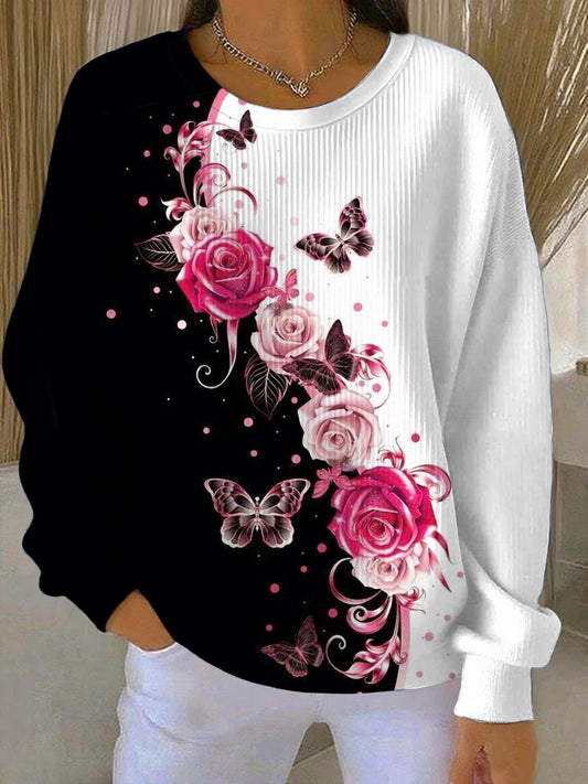 Dámské nádherné růžové růžové a motýlové tričko