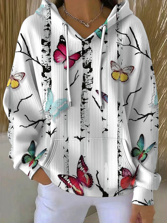 Dámské barevné motýlie a stromová mikina