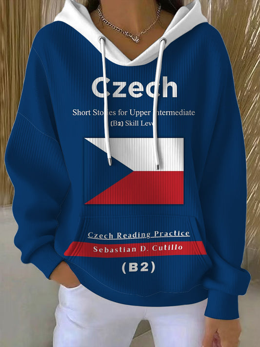 Dámské modré czech flag hooded sweatshirt