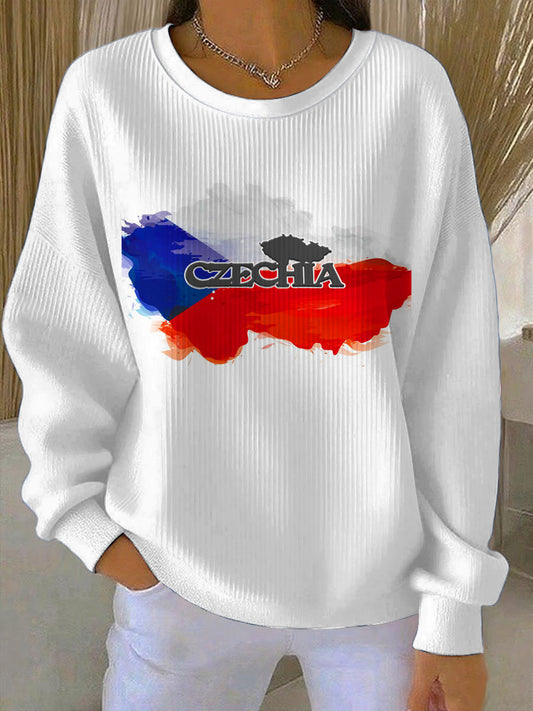 Ženské bílá česká mapa posádka krku jumper