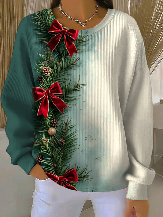 Dámské vánoční luk příležitostné posádka krku pulóver