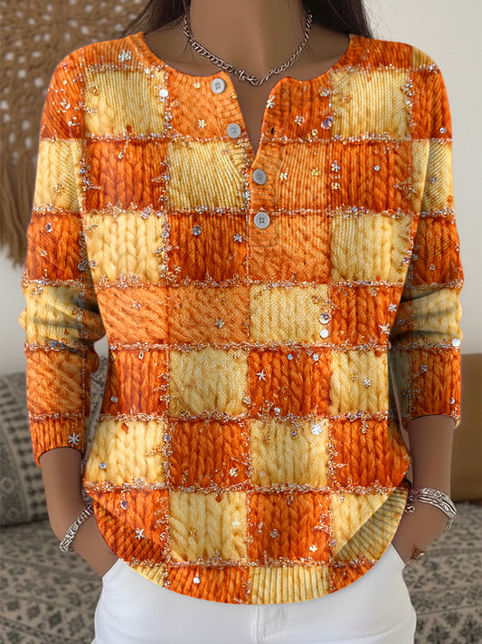 Dámské díkuvzdání gradient plesené umění vneck svetr