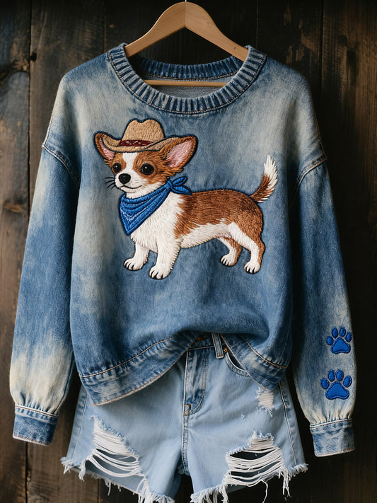 Dámské vintage umění zvířecí tisk útulný pletený svetr