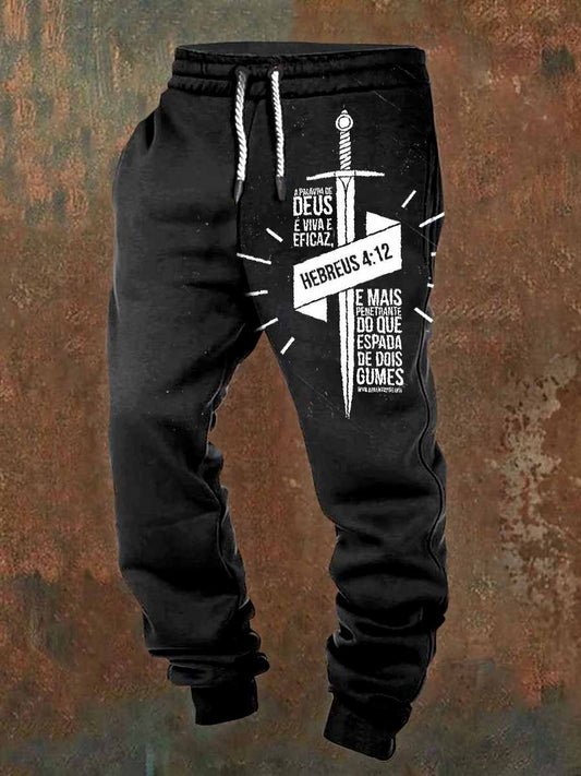 Retro faith print casual pants