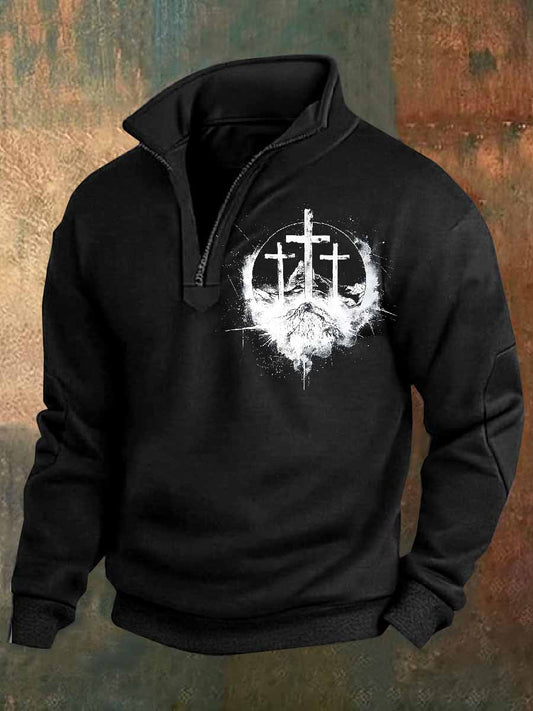 Retro faith print casual polo shirt