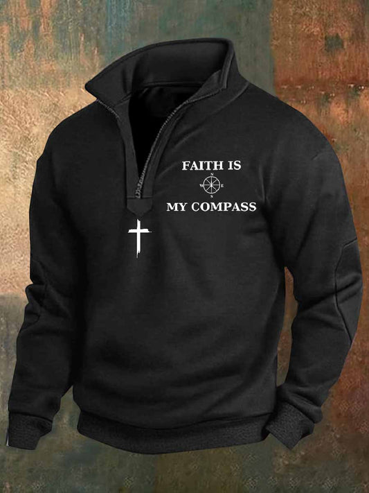 Retro faith print casual polo shirt